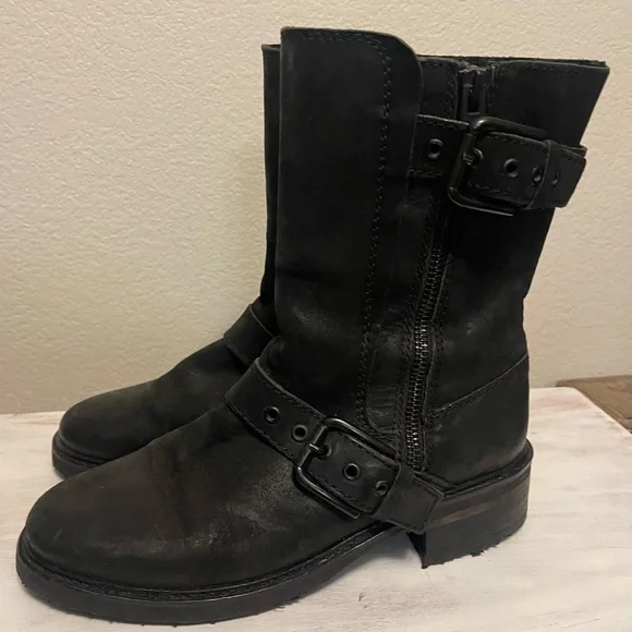 All Saints Black Leather Zipper Boots - Picture 8 of 10